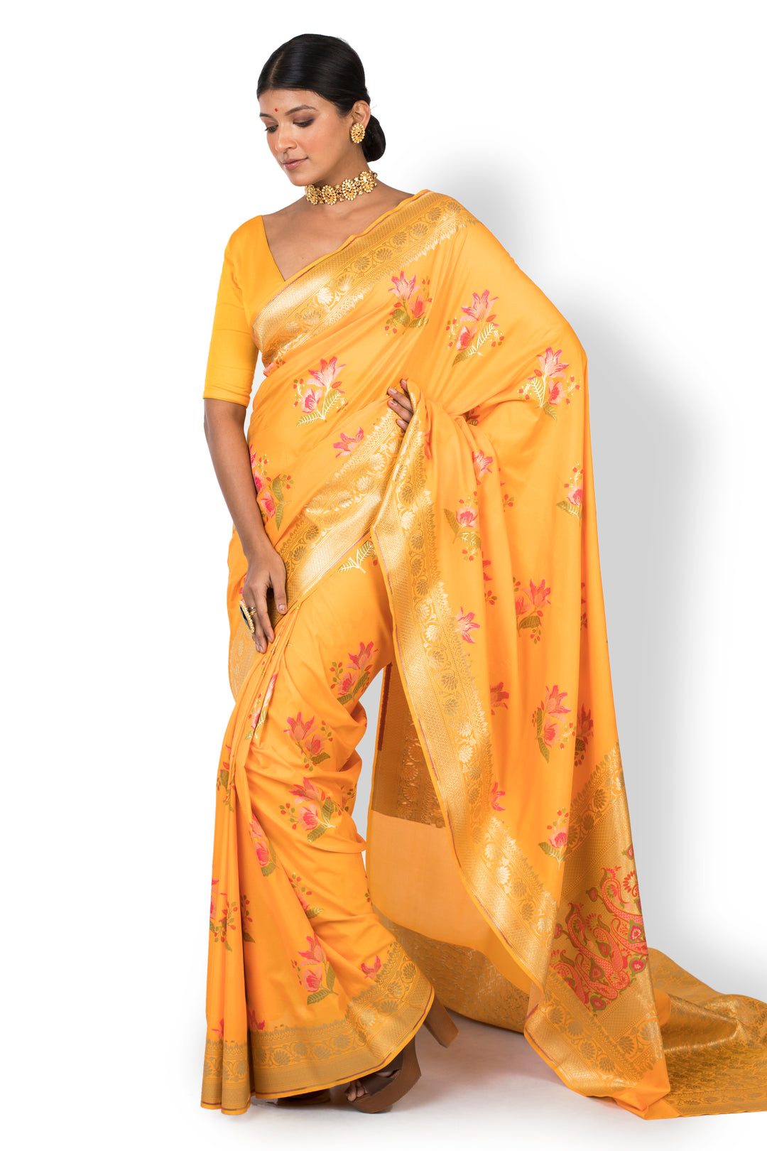 Buy Womens Wear Saree In Mustard Color At Online Simaaya