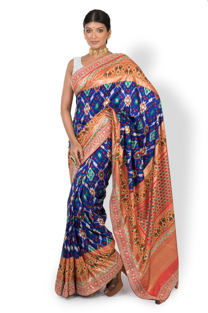 Buy Party Wear Designer Saree In Persian Blue Colour At Online Simaaya