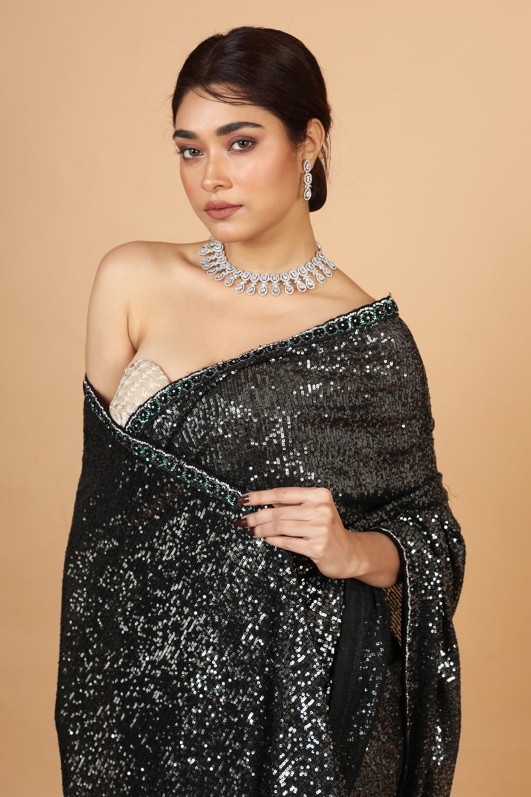 Buy Party Wear Designer Saree In Black Colour At Online Simaaya