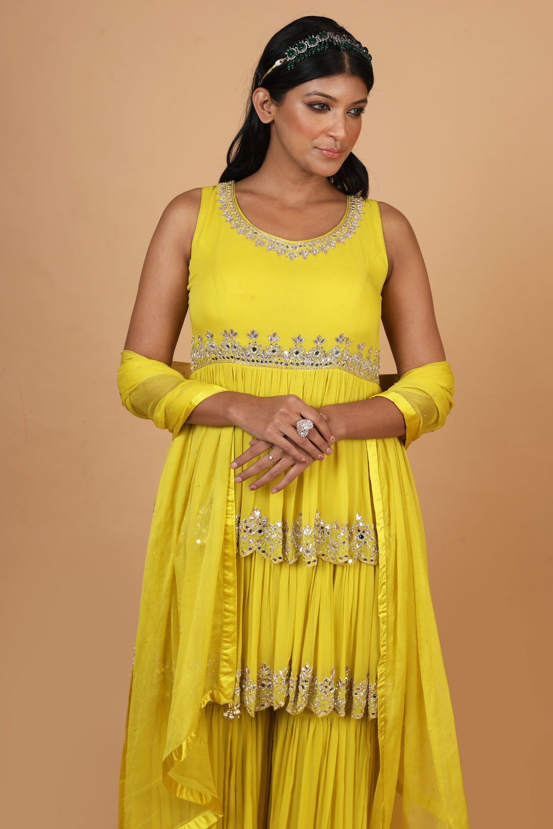 Buy Party Wear Sharara Set In Yellow Color At Online Simaaya