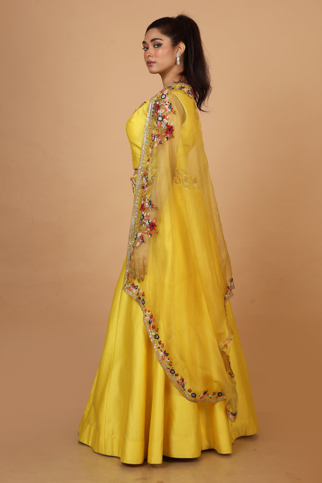 Buy Party Wear Lehenga with Cape In Yellow Colour At Online Simaaya