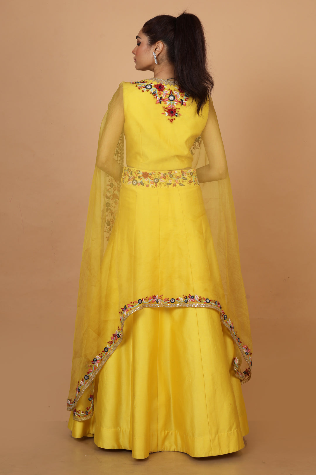Buy Party Wear Lehenga with Cape In Yellow Colour At Online Simaaya