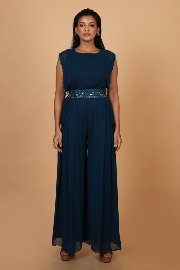 Buy Party Wear Jumpsuit In Navy Blue Colour At Online Simaaya