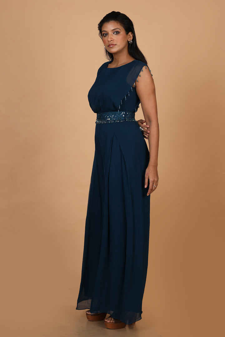Buy Party Wear Jumpsuit In Navy Blue Colour At Online Simaaya