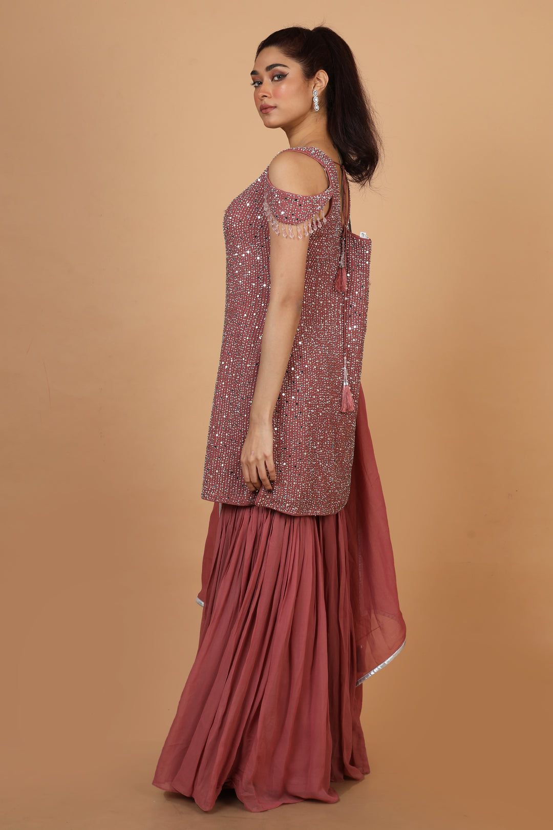 Buy Party Wear Plazzoo set In Mauve Color At Online Simaaya