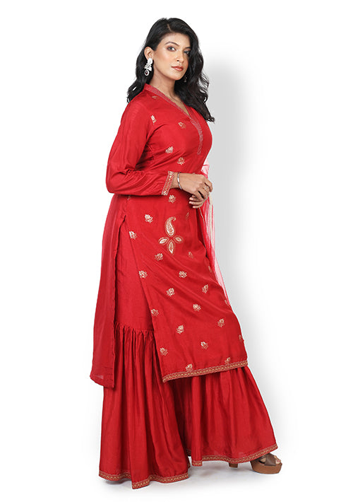 Buy Casual  Sharara Set In Red Colour At Online Simaaya