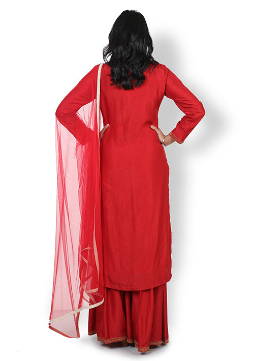 Buy Casual  Sharara Set In Red Colour At Online Simaaya