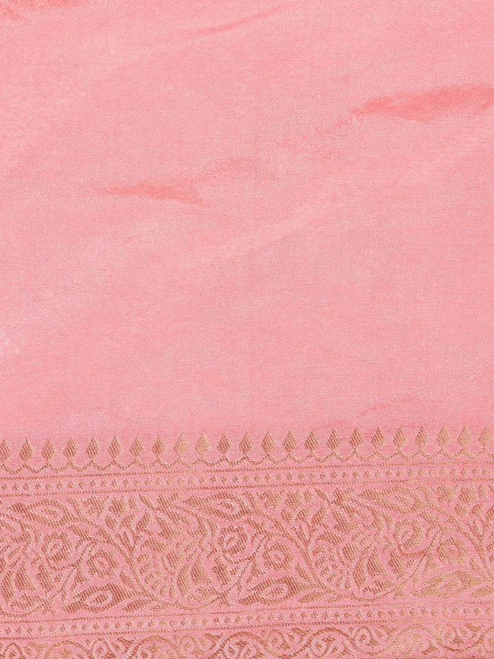 Hand Woven Saree In Peach Color