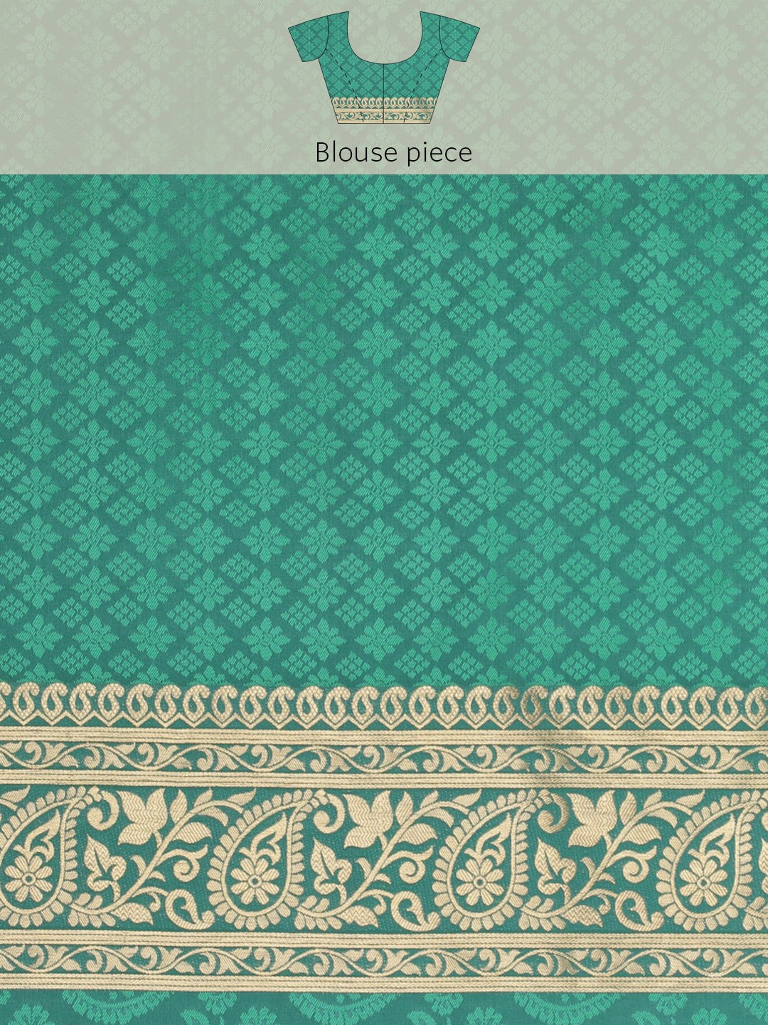 Kanjivaram  Turquoise Saree With Golden Pattern