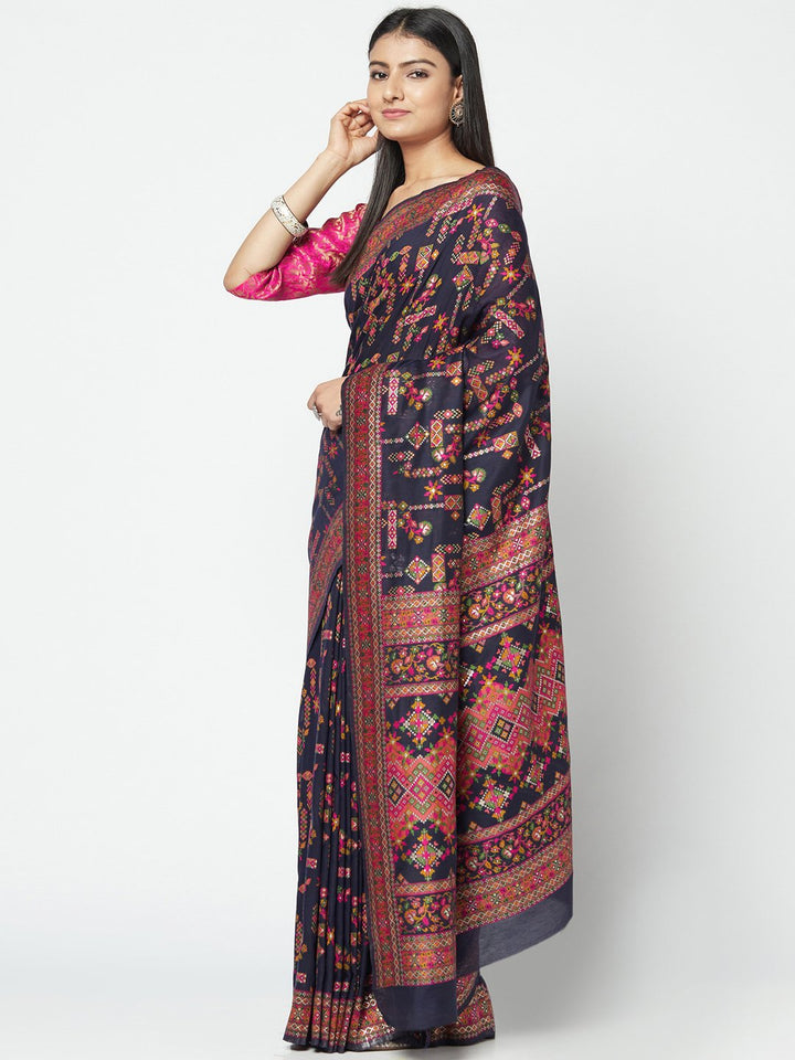 Shop Black Handloom Saree With Thread Woven which is Saree online at simaaya At