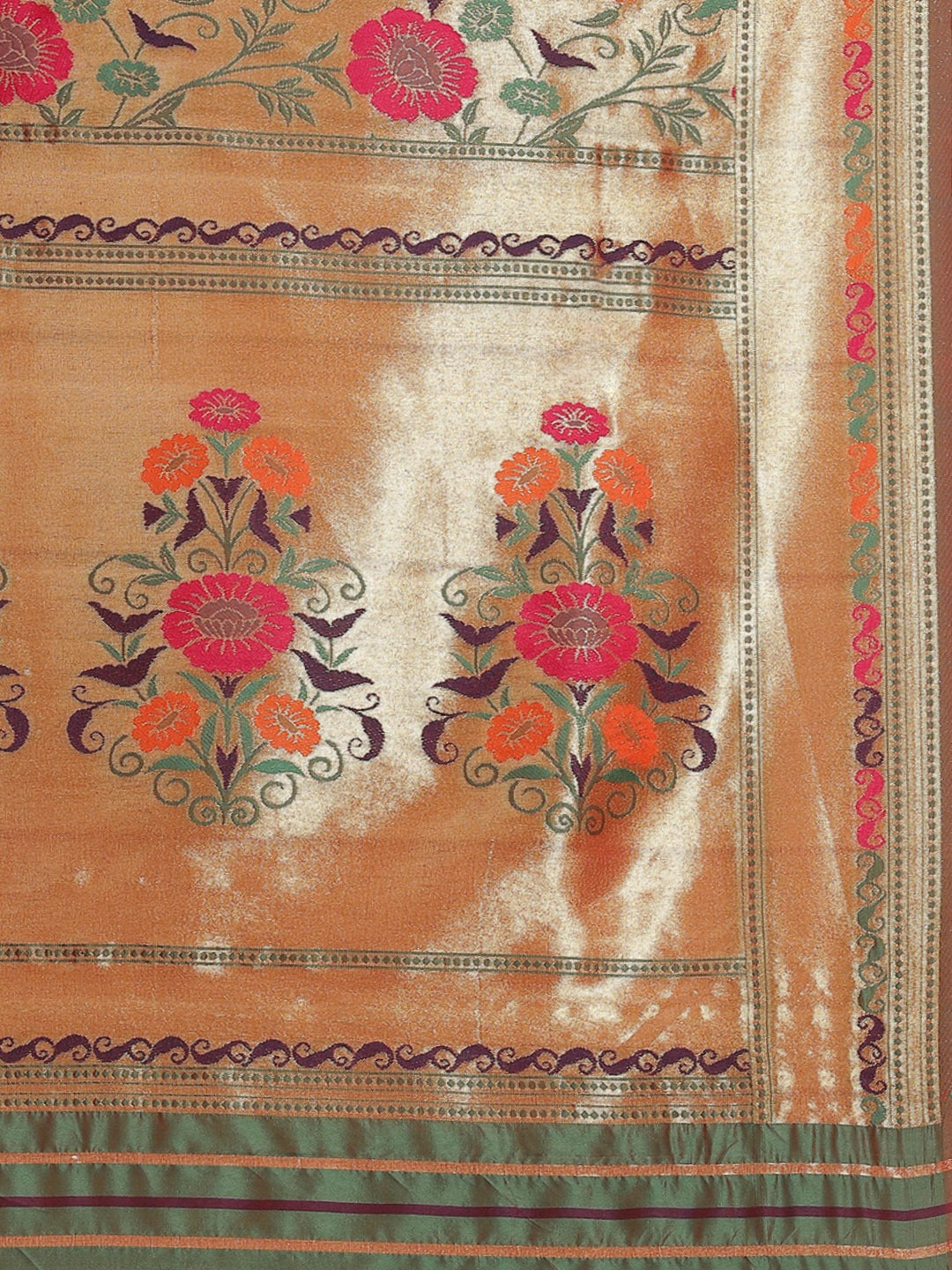 Kanjivaram Golden Silk Saree With Floral