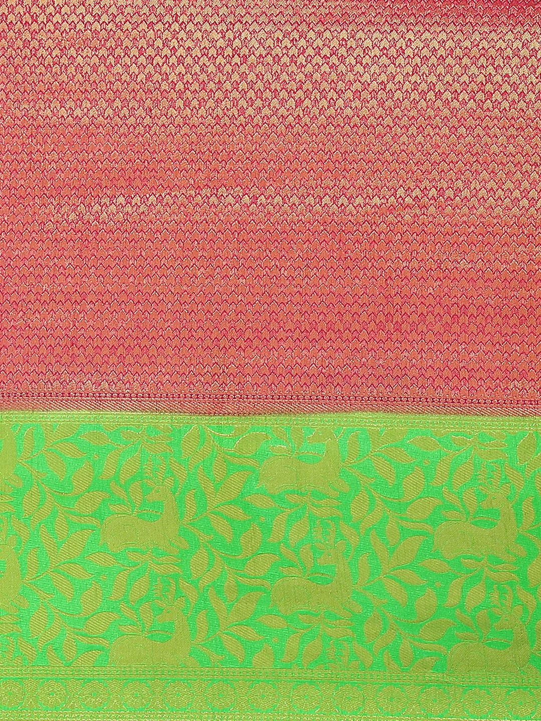 Kanjivaram Pink Silk Saree With Green Mix