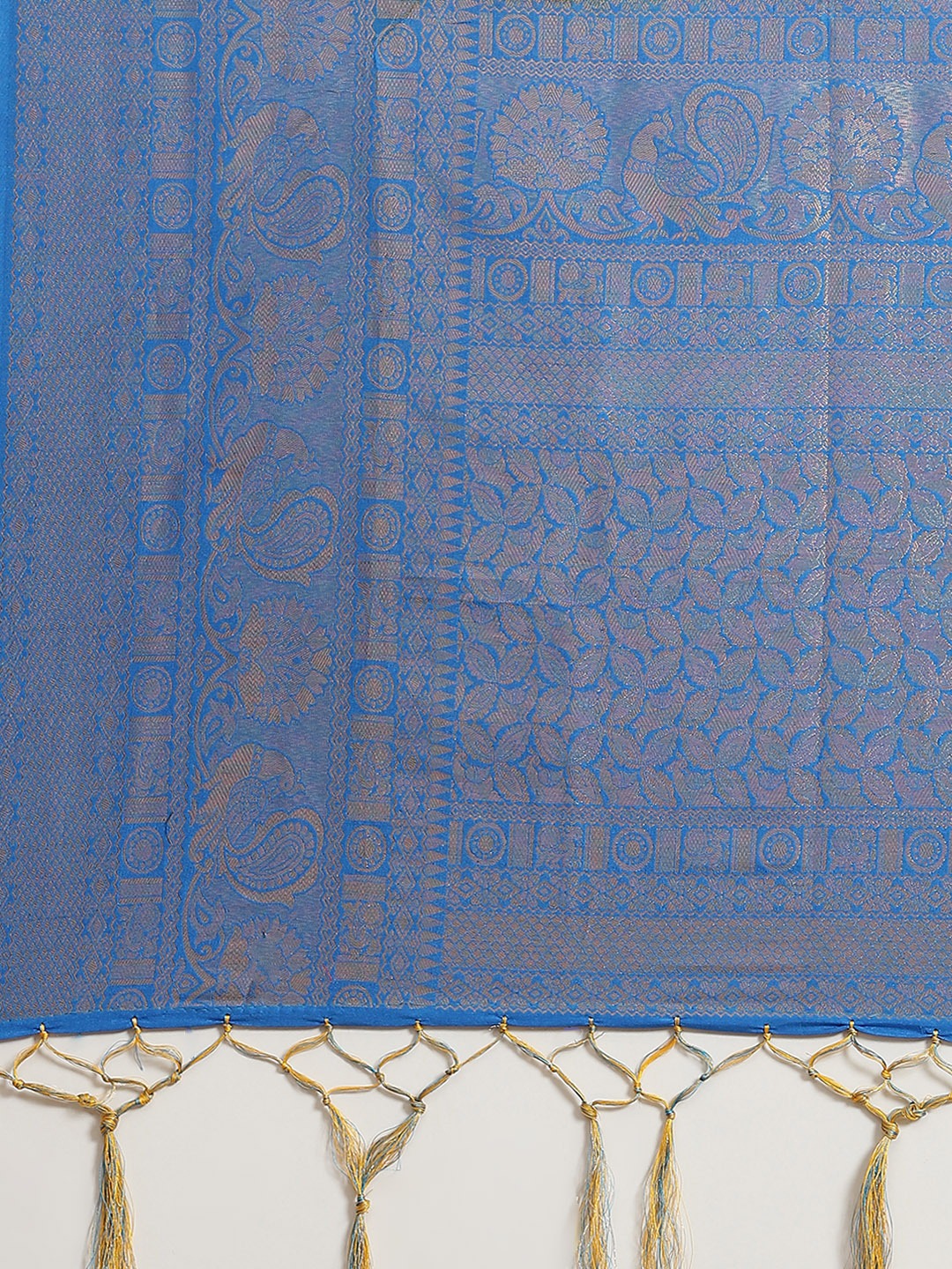 Kanjivaram Blue Silk Saree with Yellow Mix