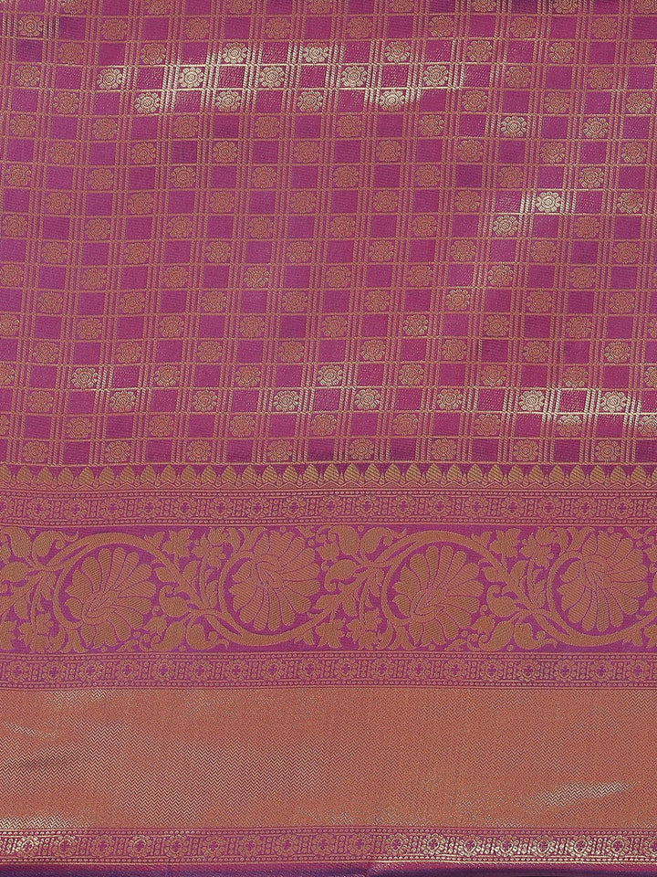 Kanjivaram Wine Silk Saree with Golden Pattern