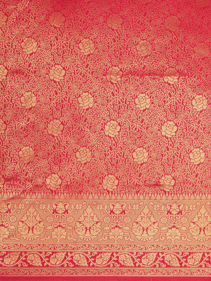 Kanjivaram Pink Silk Saree With GOLDEN PATTERN