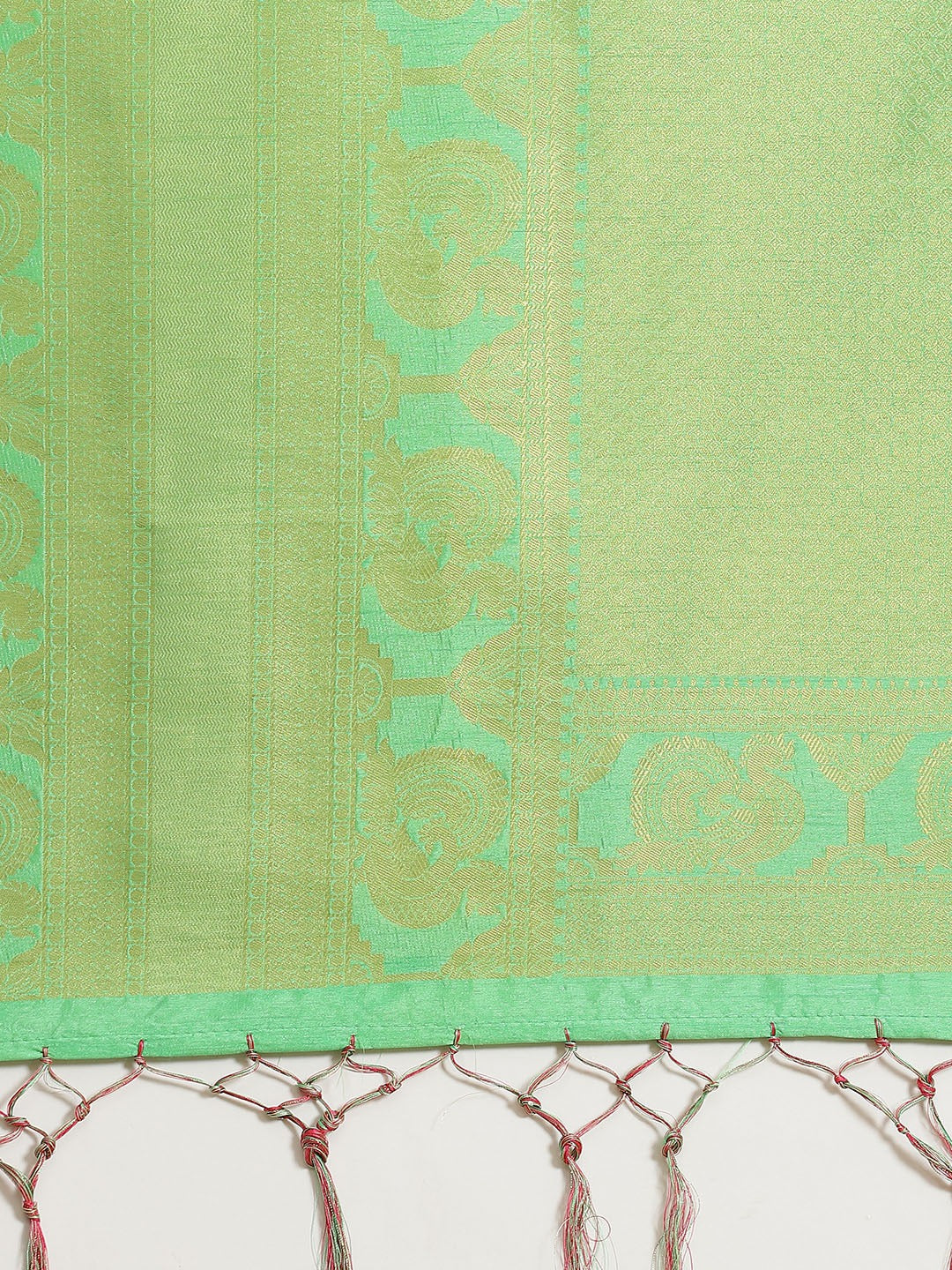 Kanjivaram Pink Silk Saree With Green Mix