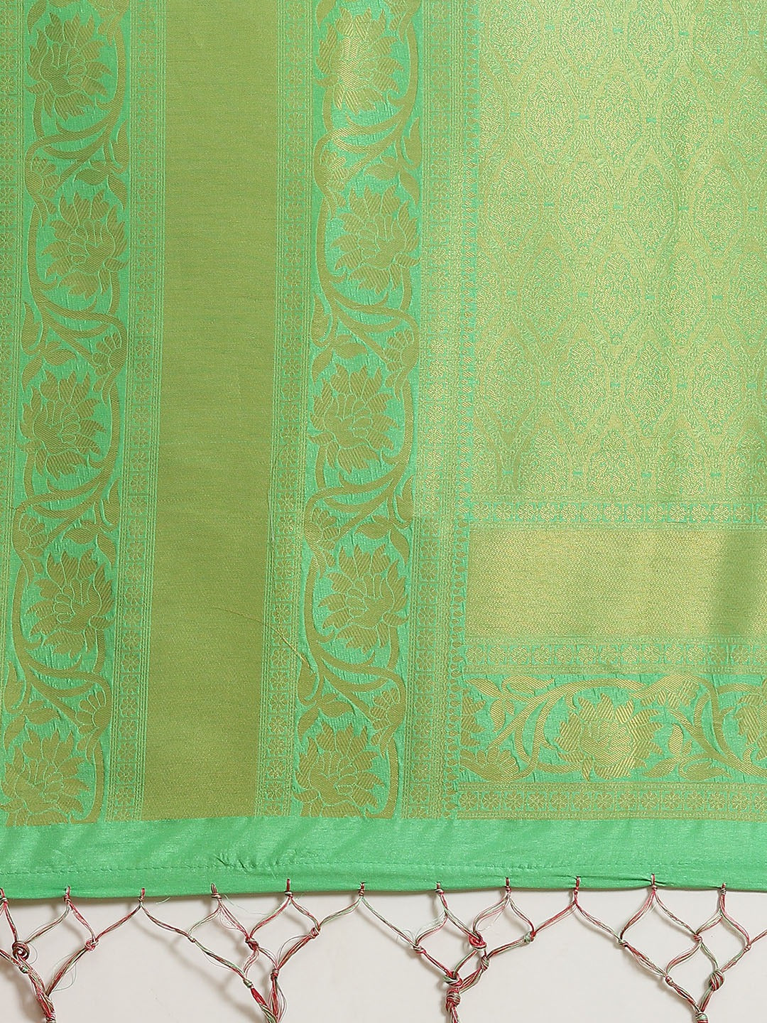 Kanjivaram Pink Silk Saree with Green Mix