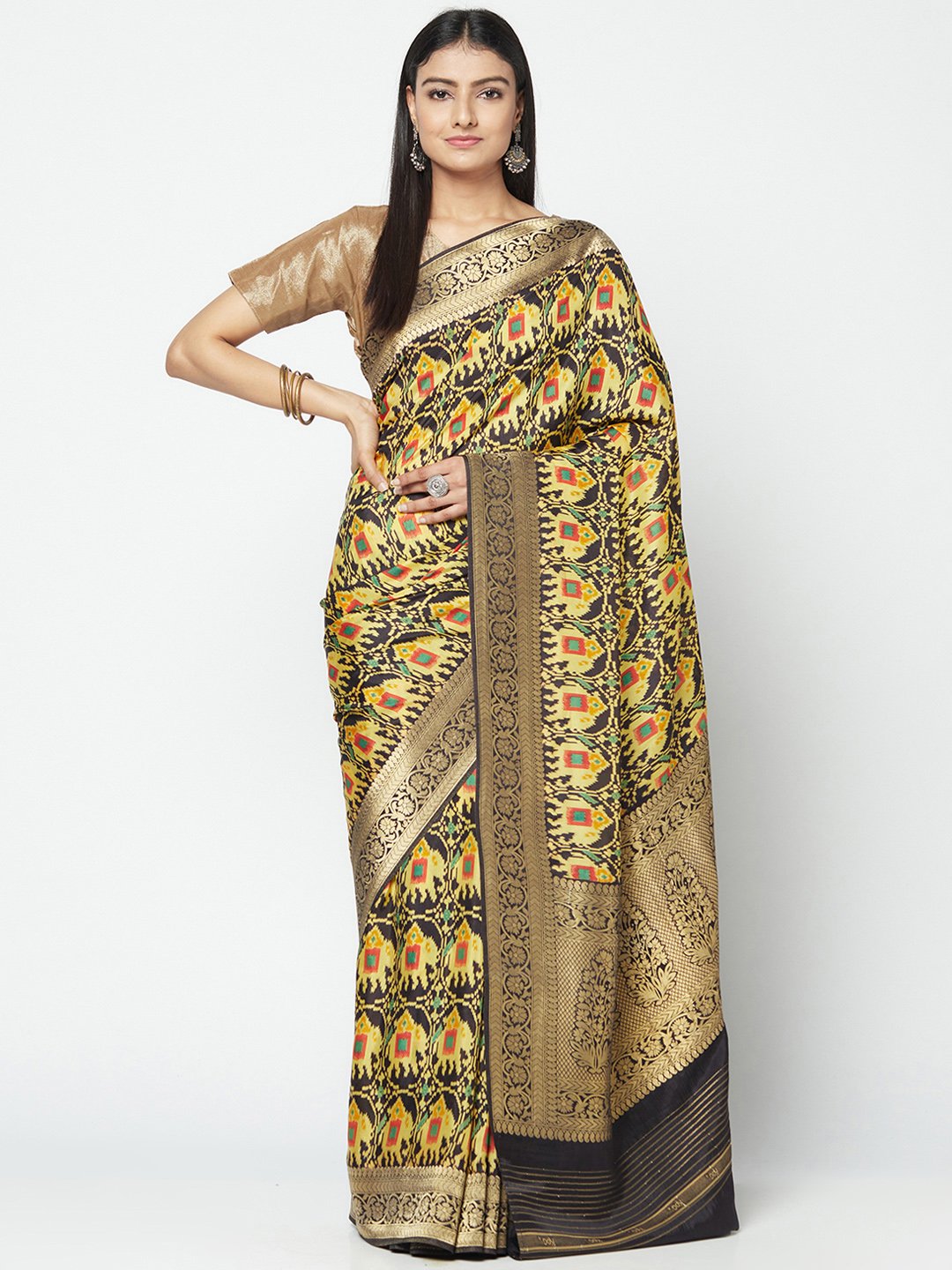 Shop Handloom Cotton Saree In Yellow Colour which is Saree online at simaaya At
