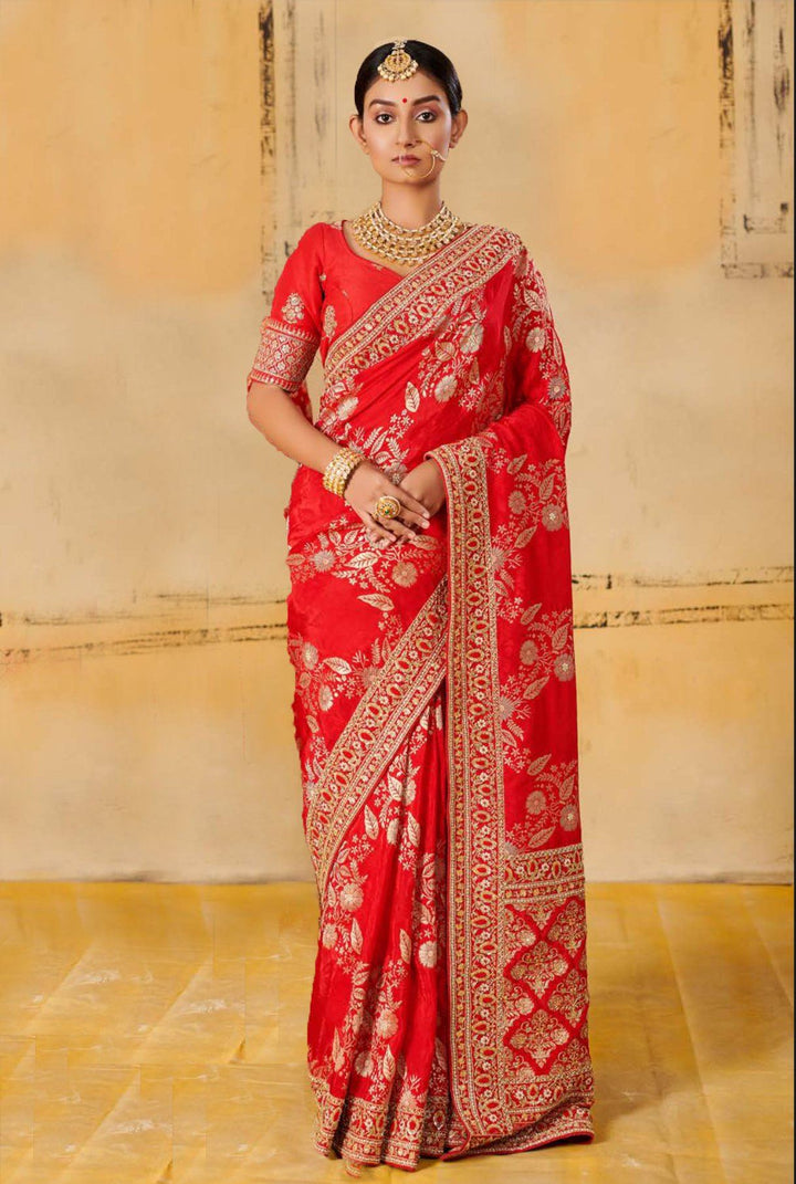 Festive Wear Saree In Red Colour Saree Simaaya 