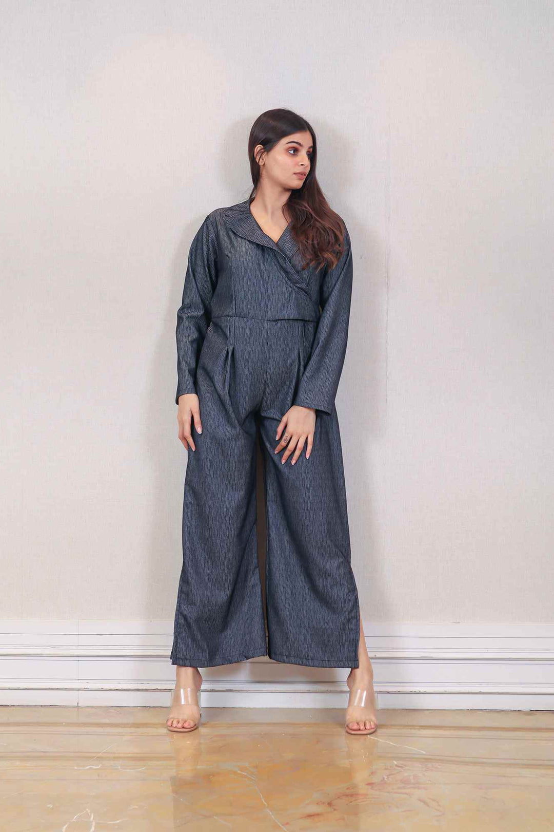 Designer Charcoal Grey color jumpsuit