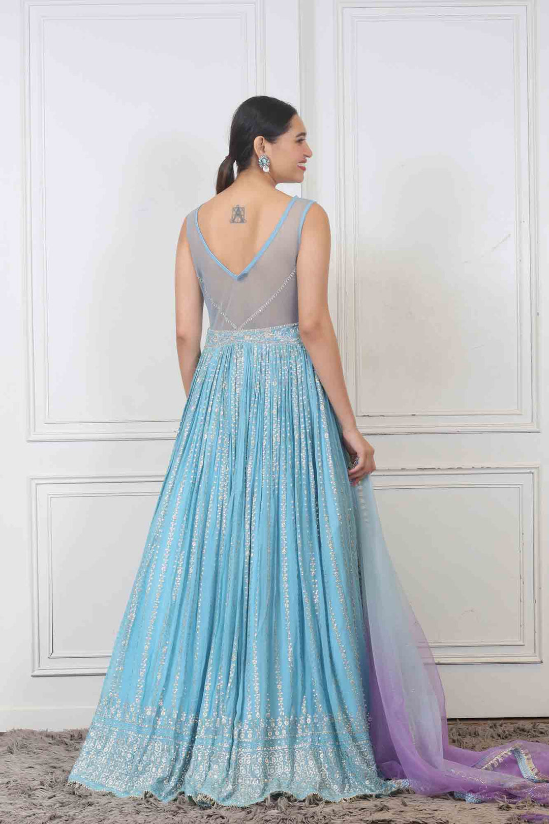 Party wear Casul Gown in Sky Blue color at online Simaaya
