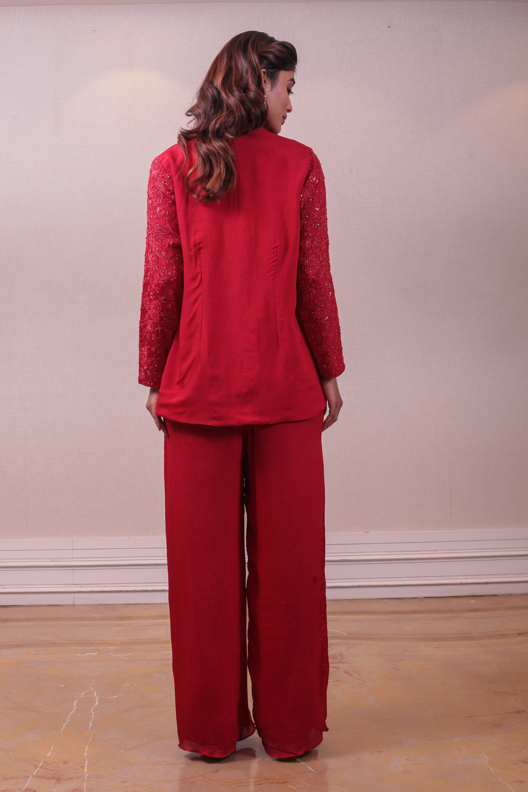 Designer Red Pantsuit set with tank top