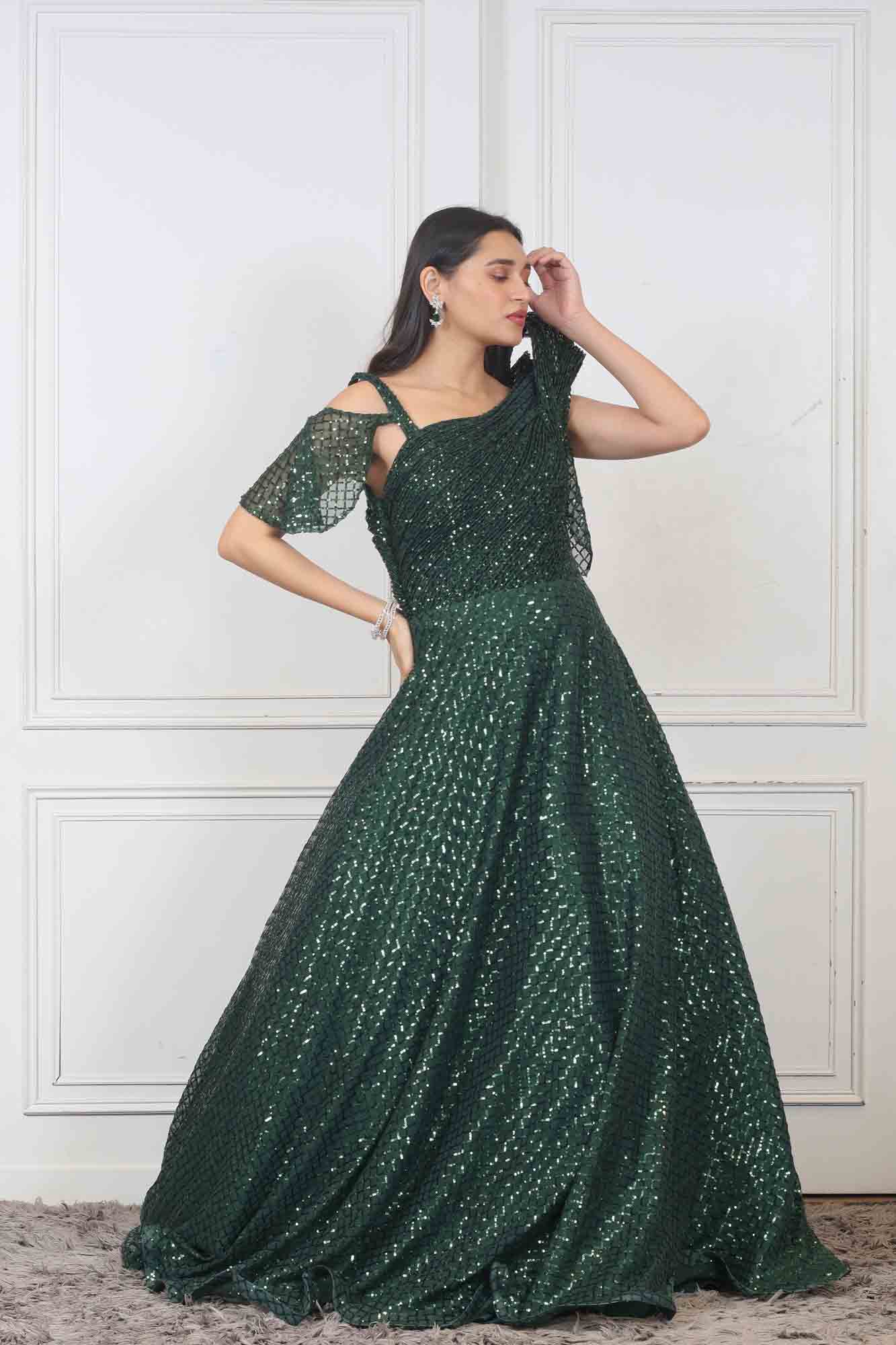 Buy Black Faux Georgette Embroidered Dresses and Gown Party Wear Online at  Best Price | Cbazaar
