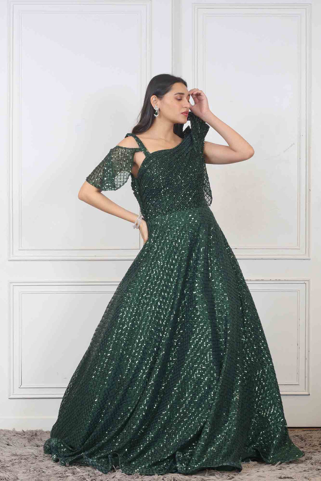 Party wear Gown in Green color at online Simaaya