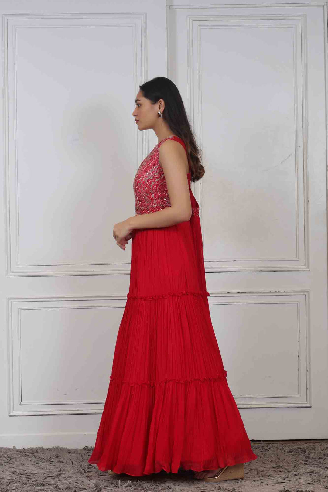 Party wear Gown in Red Color at online Simaaya