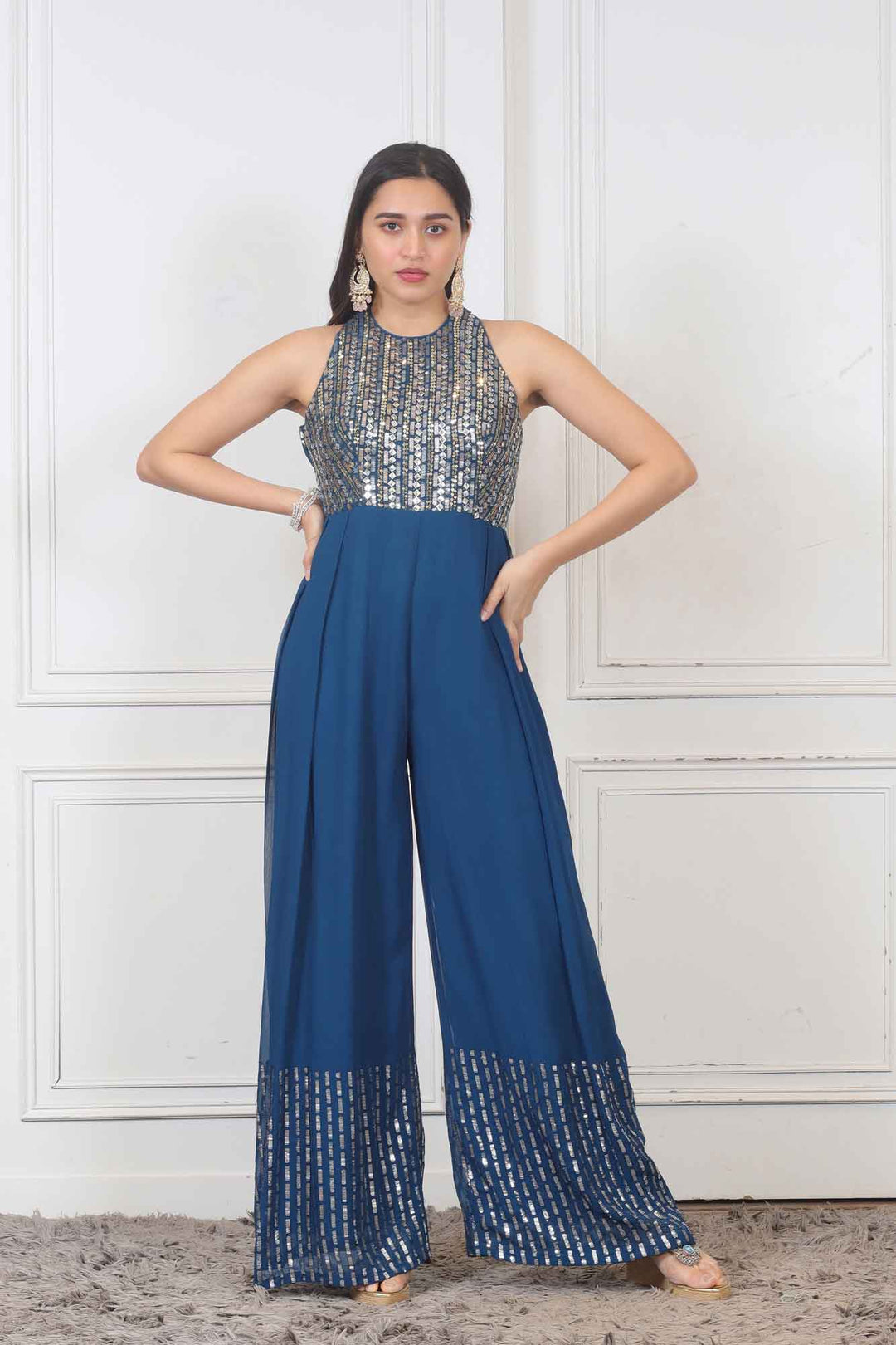 Party wear casual Jumpsuit in Blue color at online Simaaya