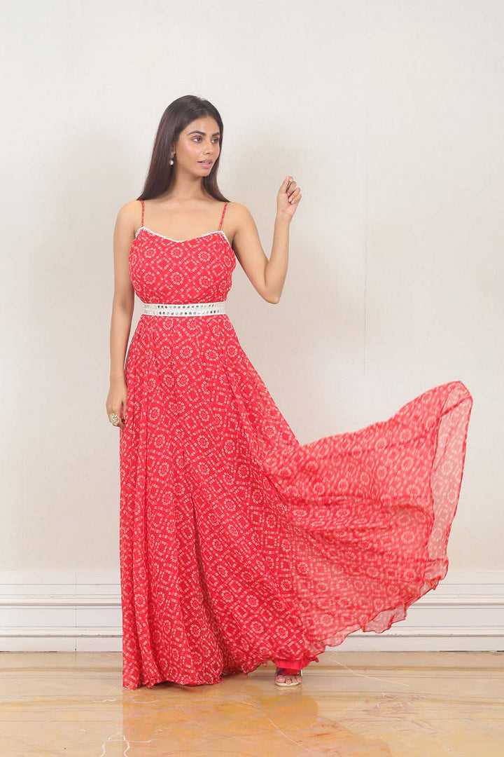 Party Wear Gown in Red Color at online Simaaya