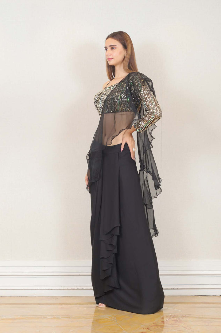 Drape  Dress in Black color at online Simaaya
