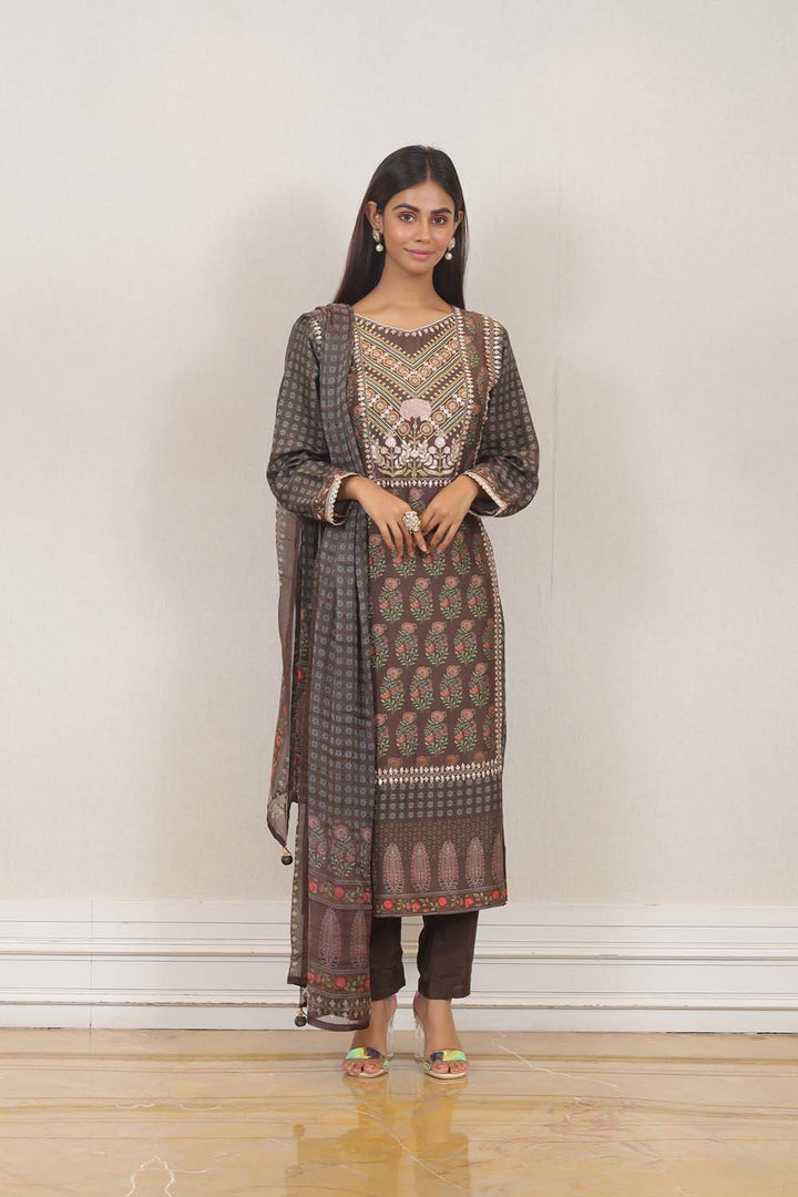 Casual Salwar suit in Brown color at online Simaaya