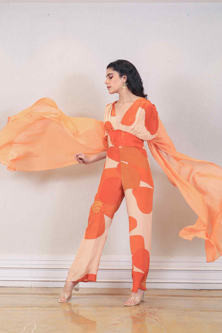 Designer Orange color jumpsuit