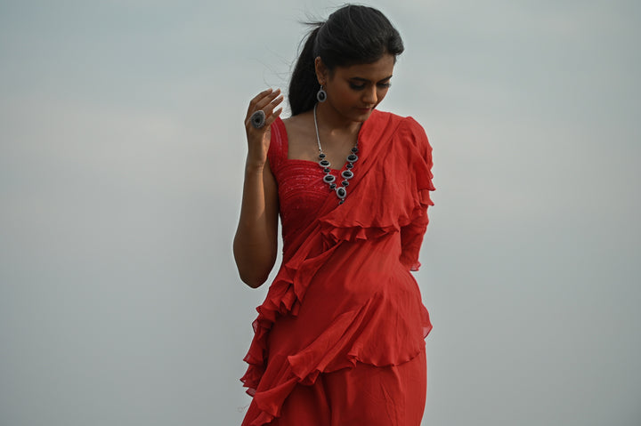 Casual Wear Dress In Red Color