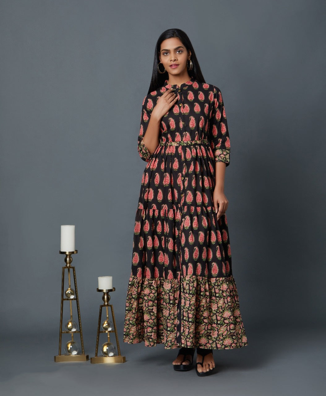 Evening/ Casual Wear Digital Print Work Tunic In Brown Color