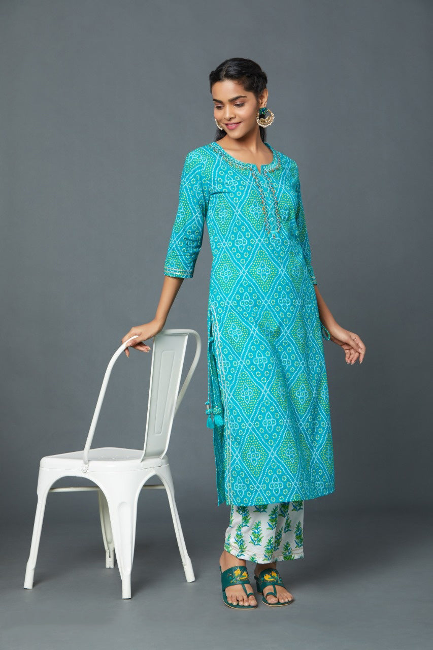 Evening/ Casual Wear Embroidery  Work Tunic In Blue Color