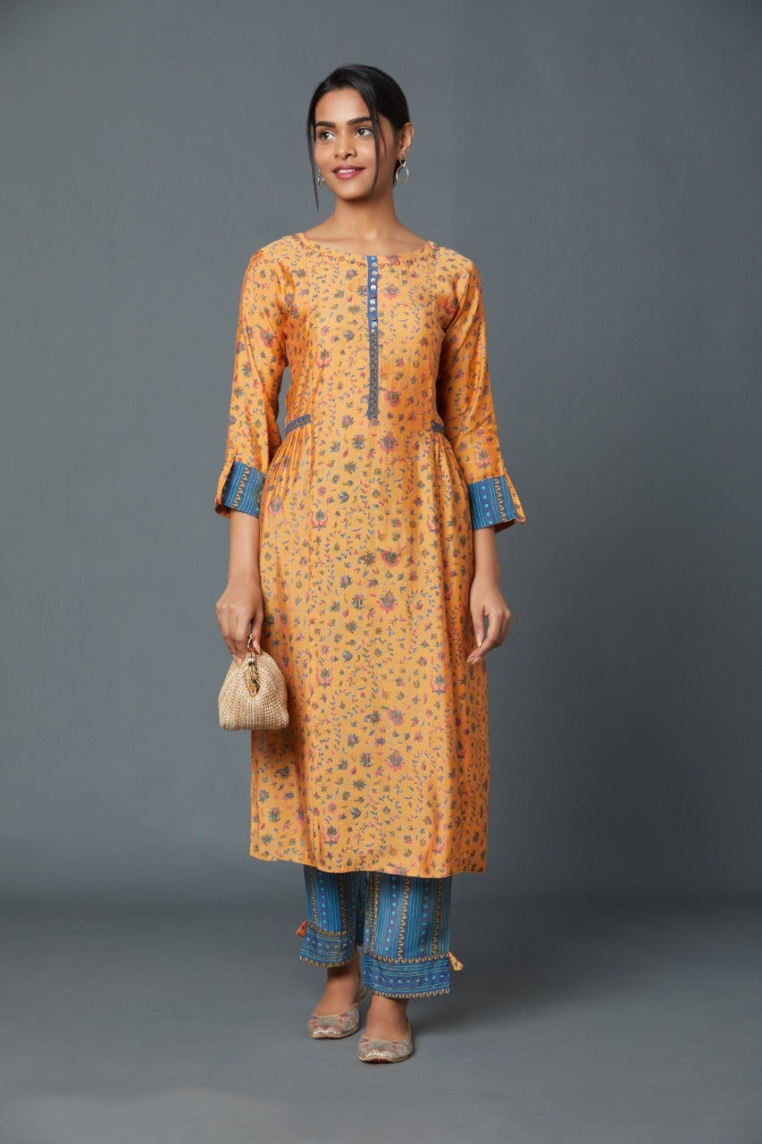 Evening/ Casual Wear Digital Print Work Tunic In Yellow Color