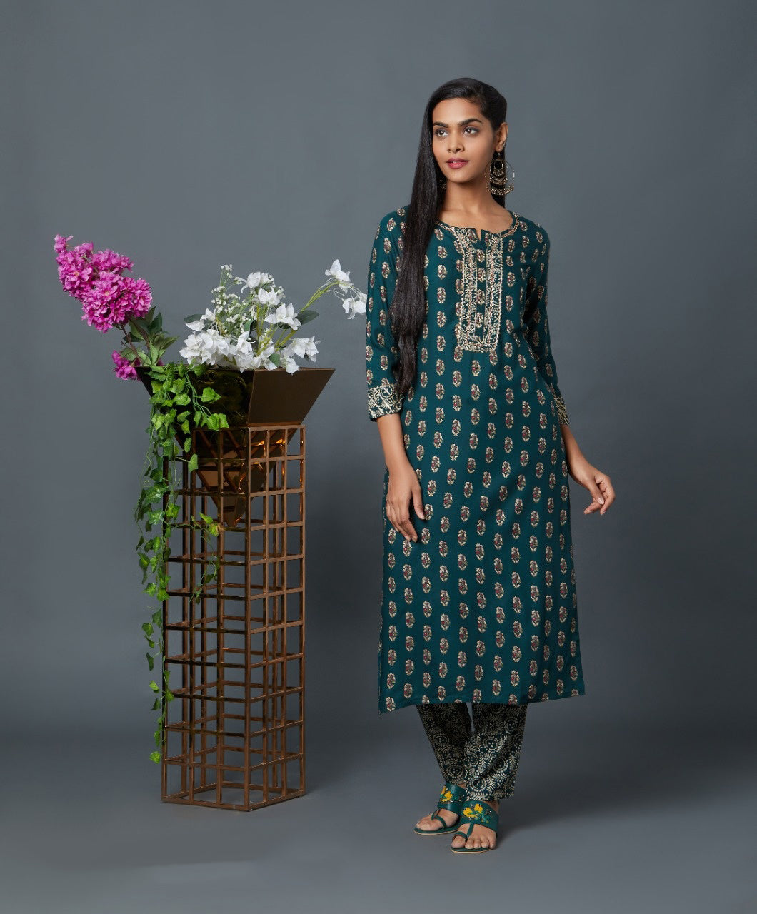 Evening/ Casual Wear Digital Print Work Tunic In Green Color