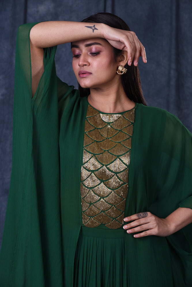 Festive/ Party/ Sangeet/ Wedding  Zardozi Work Gown In Green Color