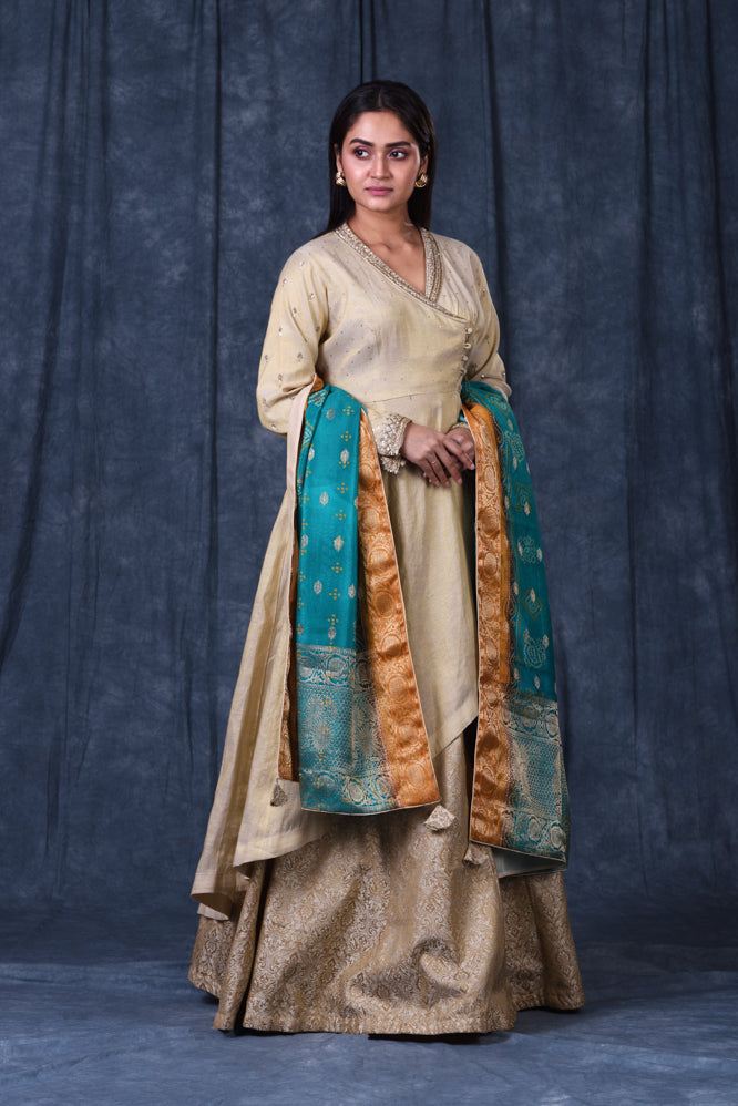Festive/ Party/ Sangeet/ Wedding  Sequins Work 3Pc set In Beige Color