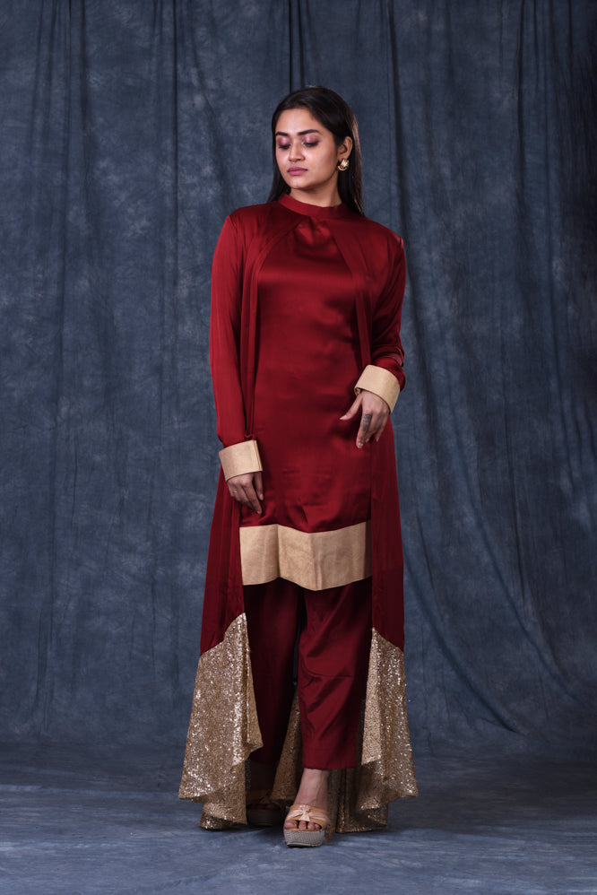 Festive/ Party/ Sangeet/ Wedding  Sequins Work Dress In Maroon Colour