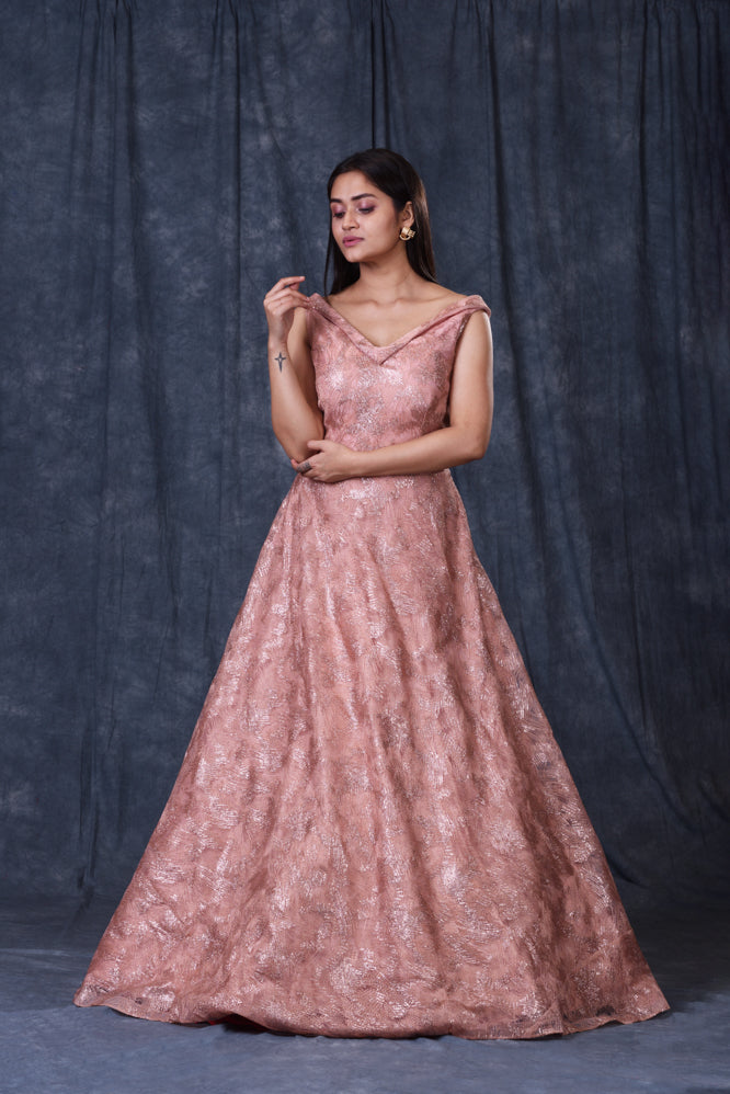 Festive/ Party/ Sangeet/ Wedding  Thread  Work Gown In Pink Colour