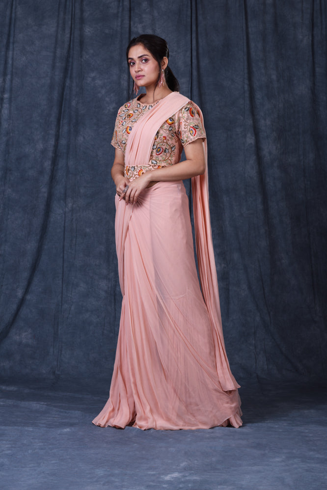 Festive/ Party/ Sangeet/ Wedding  Thread  Work Blouse & Plazzo with drapping dupatta In Pink Color