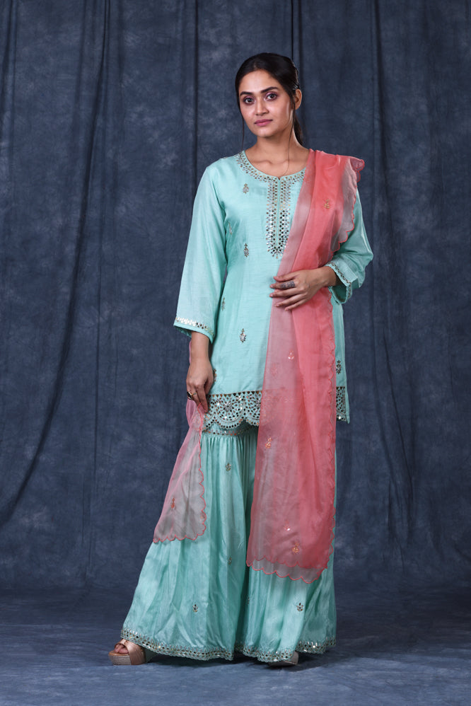 Festive/ Party/ Sangeet/ Wedding  Sequins Work Plazo suit In Blue Colour