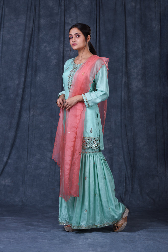Festive/ Party/ Sangeet/ Wedding  Sequins Work Plazo suit In Blue Colour