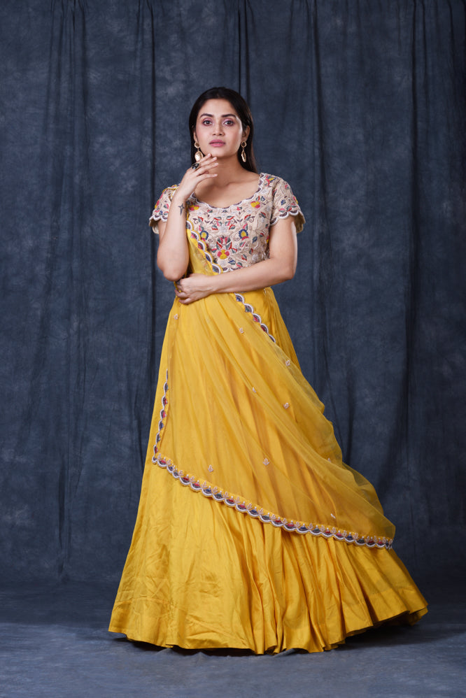 Festive/ Party/ Sangeet/ Wedding  Thread  Work Lehenga In Yellow Color