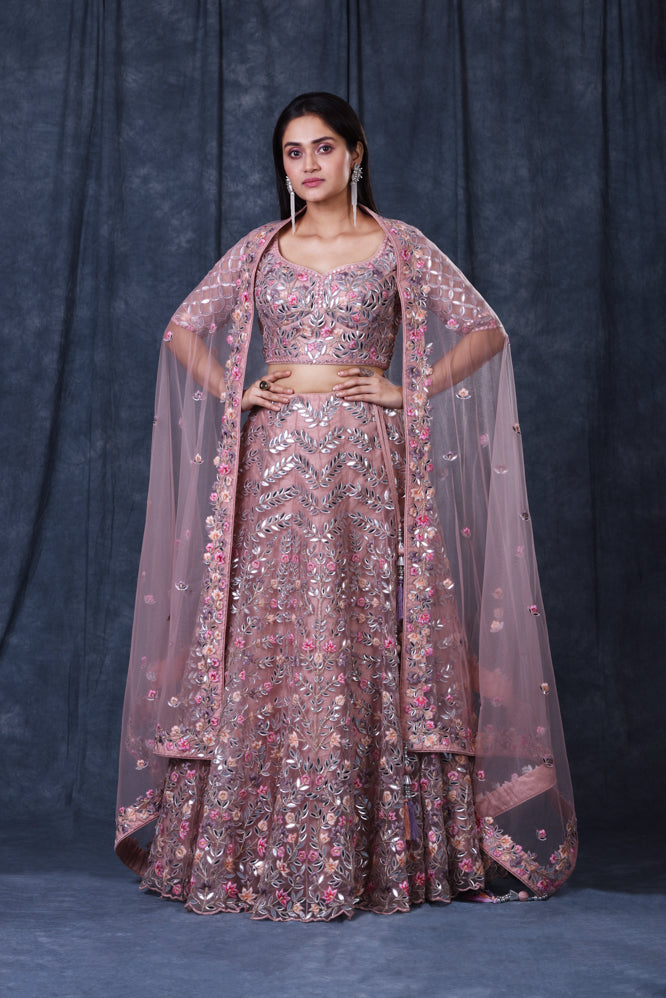 Festive/ Party/ Sangeet/ Wedding  Thread  Work Lehenga In Pink Color