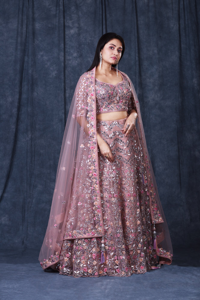 Festive/ Party/ Sangeet/ Wedding  Thread  Work Lehenga In Pink Color