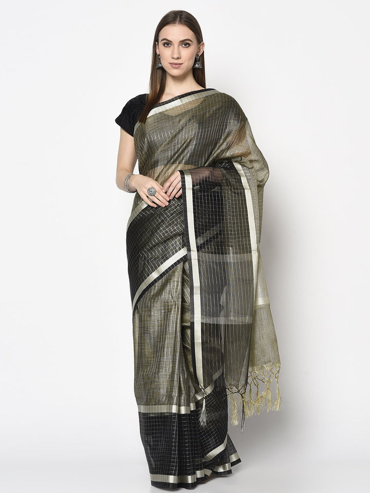 Shop Handloom Saree In CharCoal Colour which is Saree online at simaaya At